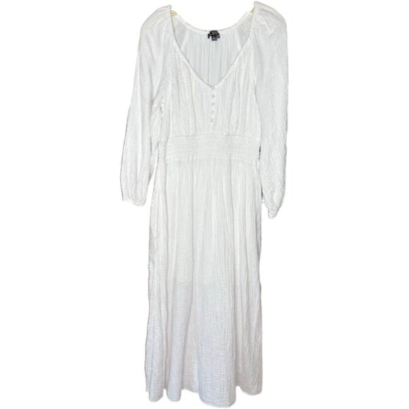 J. Crew V-Neck Midi Dress in Soft Cotton Gauze - White - M - Picture 2 of 9